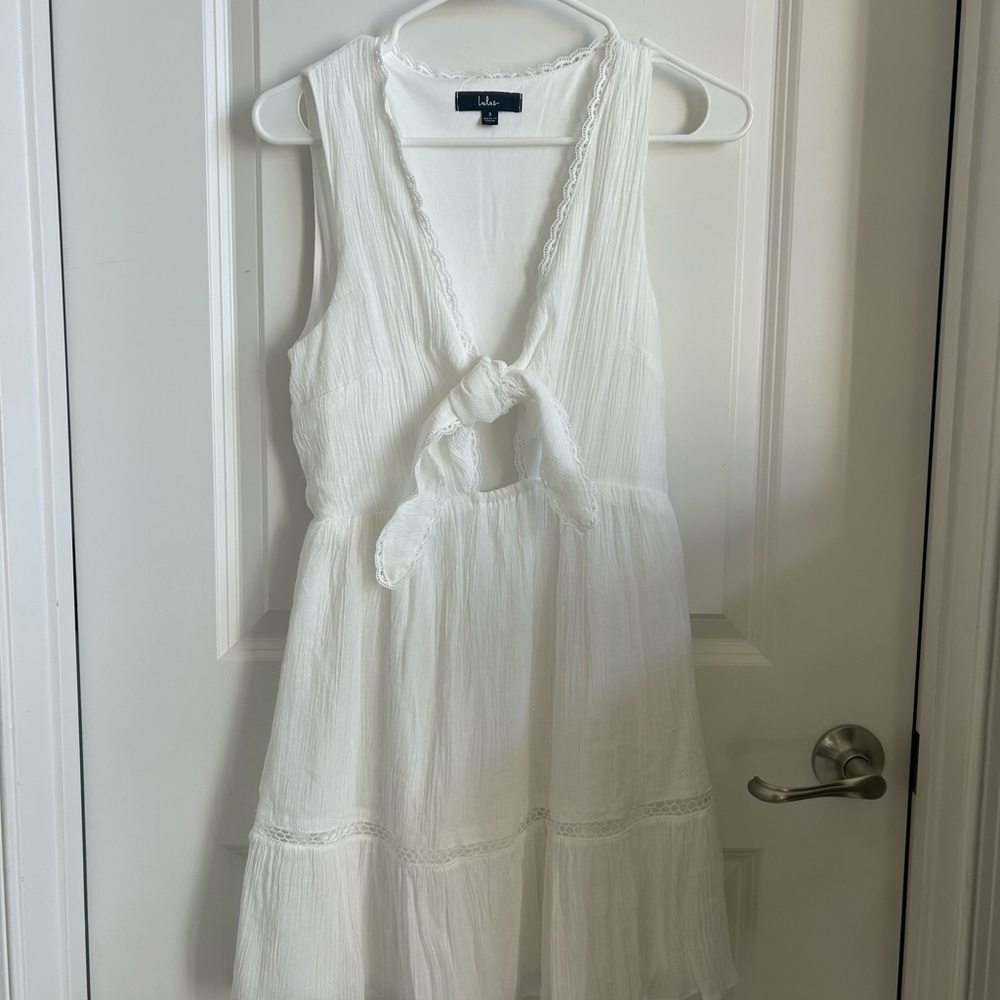 Lulus Lively Beauty White Tie-Front Tiered Mini Dress